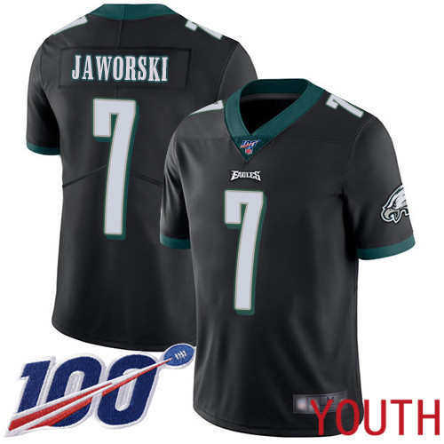Youth Philadelphia Eagles #7 Ron Jaworski Black Alternate Vapor Untouchable NFL Jersey Limited Player->youth nfl jersey->Youth Jersey
